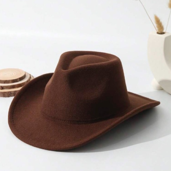 🍂 NWT BOHO COFFEE BROWN COWBOY HAT - Picture 1 of 12